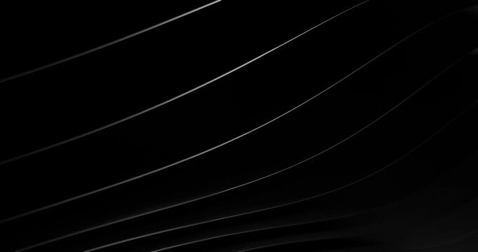Abstract black wavy lines background with subtle highlights looping 3d animation