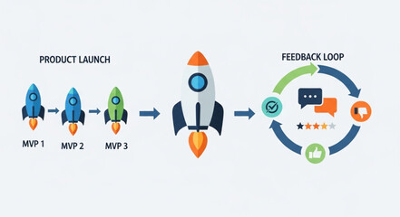 Rocket Ship Launch Illustration. © Pian