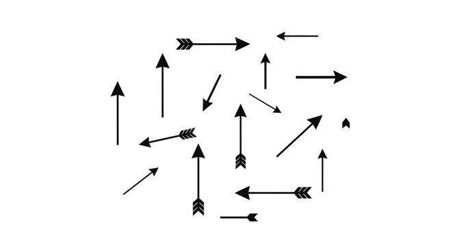 Scattered Arrows Pointing in Different Directions.