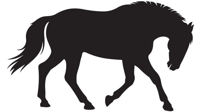 Running Horse Silhouette for Equestrian Sports and Galloping Mustang Branding Concepts