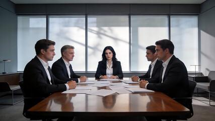 Fototapeta premium Business meeting in conference room emphasizing financial stability and investment growth