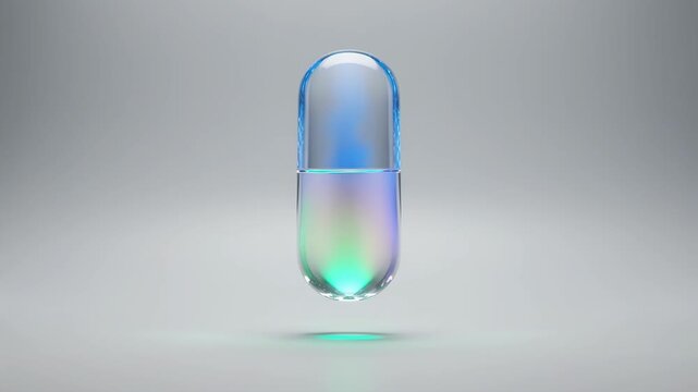 Floating Translucent Wellness Crystal Pod with Soft Healing Light Glow in Minimal Futuristic 4K Scene