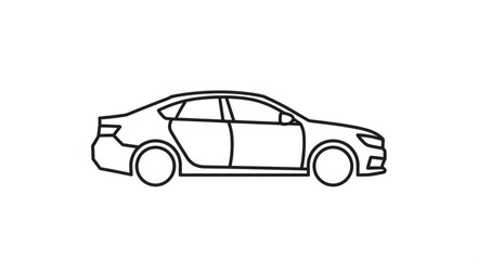 Fototapeta premium Simple Line Drawing of a Sedan Car Side View.