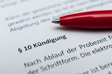 Obraz premium Kündigung Arbeitsvertrag