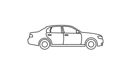 Fototapeta premium Simple Line Drawing of a Sedan Car.