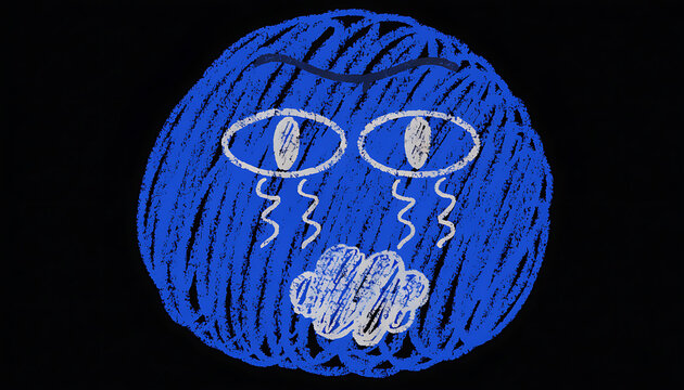 cute dizzy blue blob emoji cartoon expression illustration