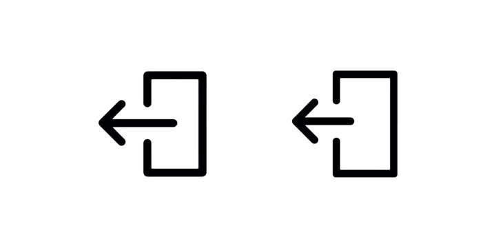 Two exit door icons with arrow symbol for logout or sign out function on white background vector.