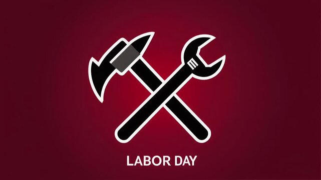 Minimal crossed hammer and wrench icon symbolizing labor, repair, and construction work.