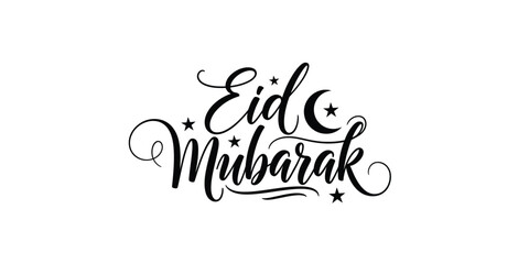 Eid mubarak greeting card design with crescent moon and stars © MstMunnaAkter