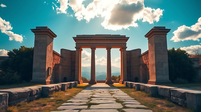 Garni temple in armenia classical architecture and mountain landscape