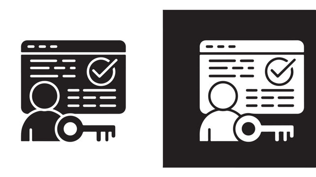 Secure Login Icon with Verified Browser and Key for Website Authentication and Cyber Security Concepts