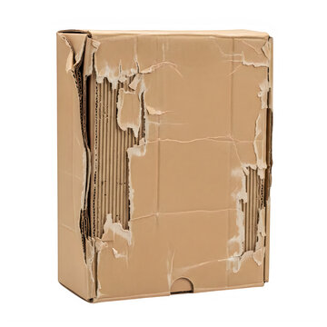 Brown cardboard box with attached metal hinges and handle
