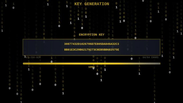 Encryption Key Generator HUD Animated seamless loop Alpha Overlay with AES Binary Data and Hex Code