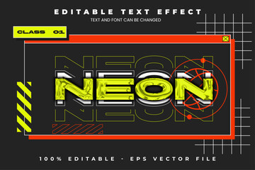 Obraz premium Neon Brutalism Editable Text Effect with Bold Outlines and Hard Shadows