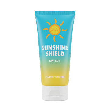 Sunshine shield spf 50 sunscreen tube isolated on a transparent background