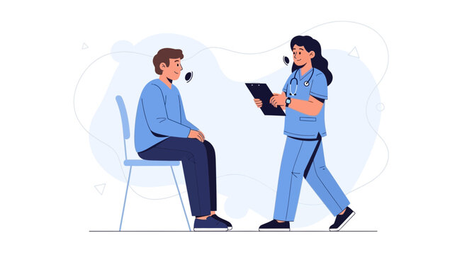 Doctor Consulting Patient Vector Illustration - Medical Checkup