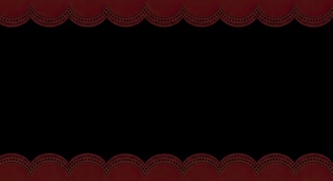 Red scalloped lace borders on solid black background