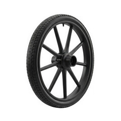 Fototapeta premium Black bicycle wheel with silver spokes and rim