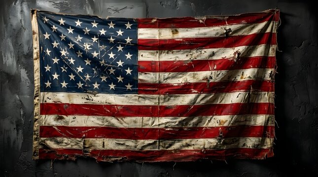 Distressed american flag for flag day patriotic symbolism and worn texture
