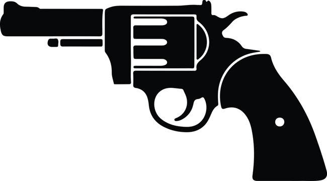 Silhouette design of a classic revolver side arm fire arm vector