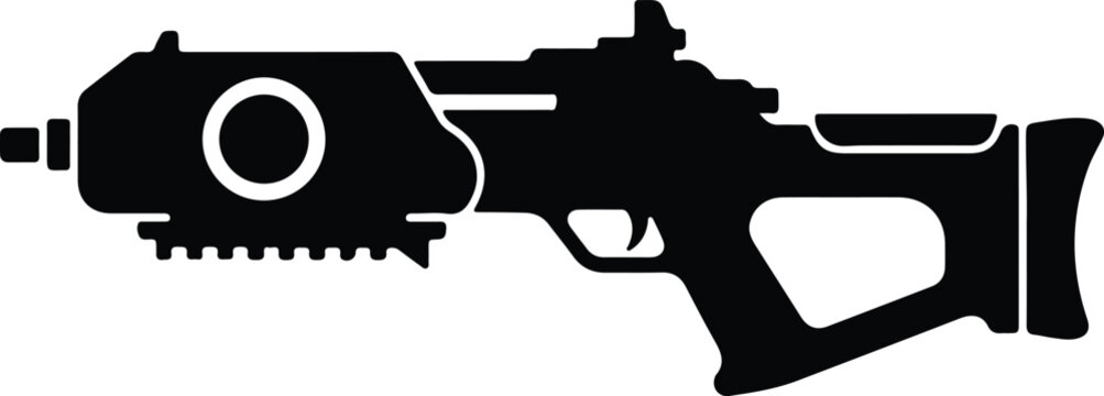 Silhouette design of a futuristic sci-fi rifle weapon illustration vector