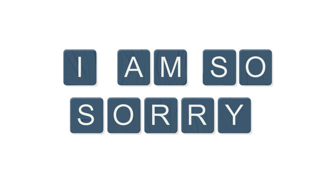 I Am So Sorry Text Message, Apology Words On Blue Scrabble Tiles