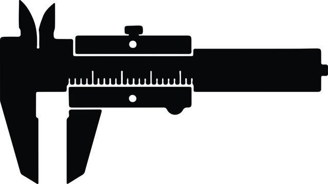 Silhouette design of a metal vernier caliper measuring tool vector
