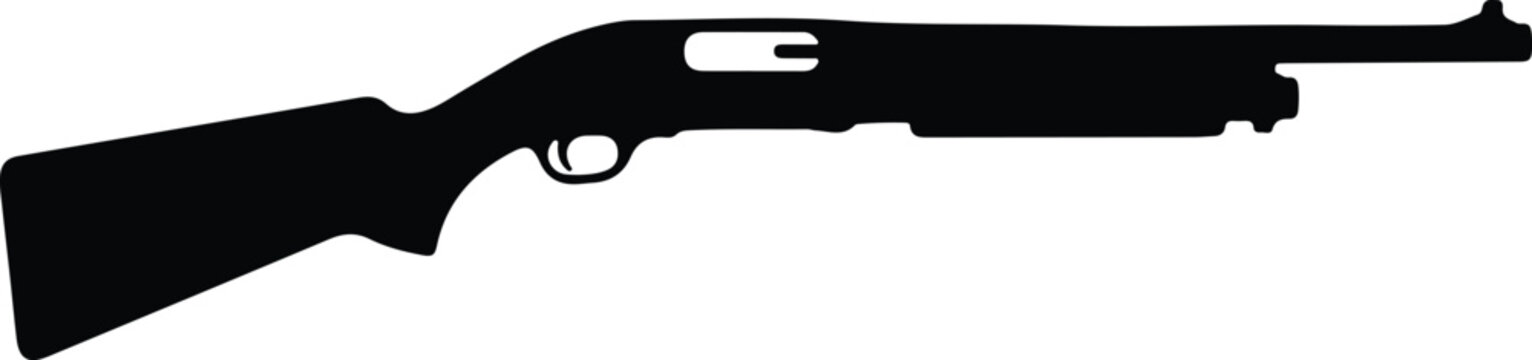 Silhouette design of a modern pump action shotgun isolated vector
