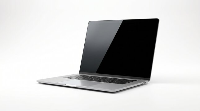 Sleek modern laptop isolated on white background with soft shadow.