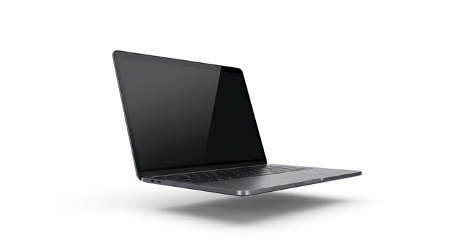 Sleek modern laptop isolated on white background with soft shadow.
