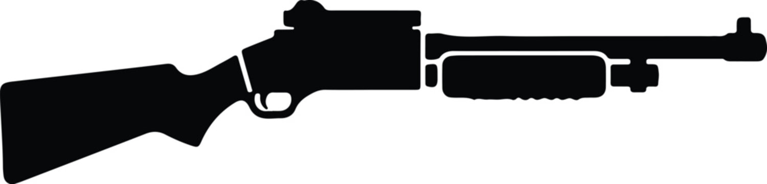 Silhouette design of a pump action tactical shotgun weapon vector