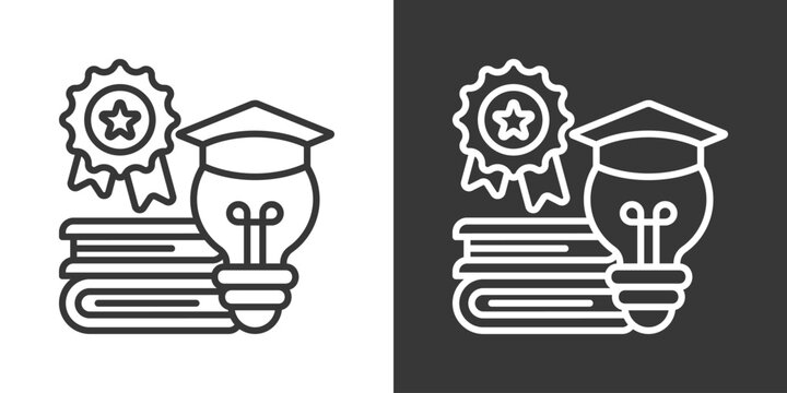 Learning Achievement Icon Set Vector Collection Isolated In Black And White