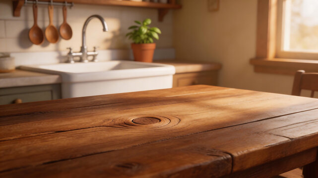Wooden table in kitchen with plant symbolizing the limitless potential of digital design