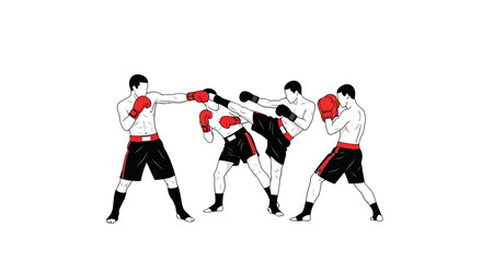 Fototapeta premium Boxing Match Action Illustration: Fighters Competing in Ring