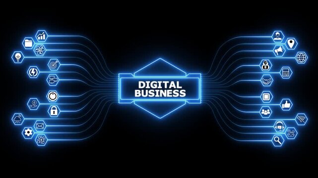 Digital Business interface visualizing corporate technology dashboard with secure online management system and advanced data driven network concept..