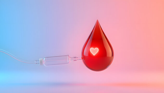 Symbolic healthcare illustration showing blood transfusion, recovery and human support