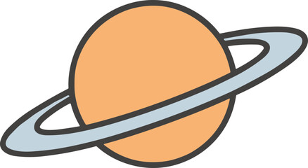 Cartoon planet Saturn with ring, simple illustration, isolated on white background © Sugar