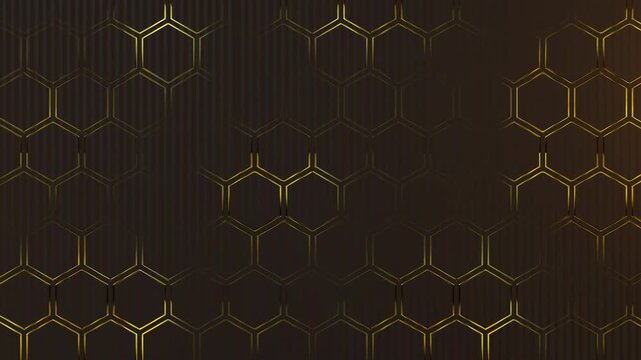 Luxury Gold Hexagon Pattern on Dark Elegant Background animation 4k.