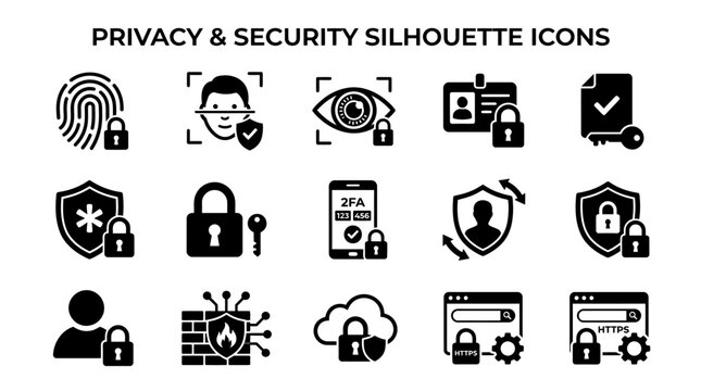 Privacy and security icons set.