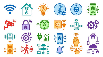 Obraz premium Smart home automation technology icons set.