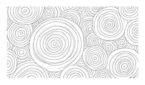 Black and white organic swirling circles pattern hand drawn abstract swirls
