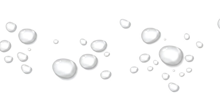 Clear water droplets and liquid rain drops collection on a clean surface