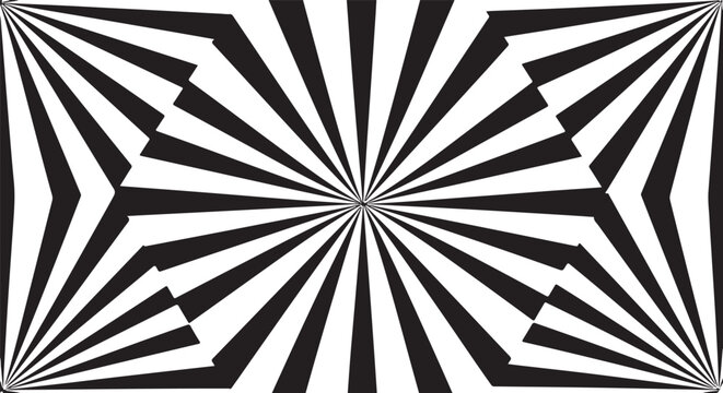 Geometric black and white optical illusion pattern design