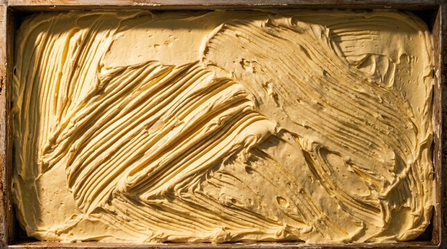Churned butter ridges overhead &mdash; tactile surface for food and wellness