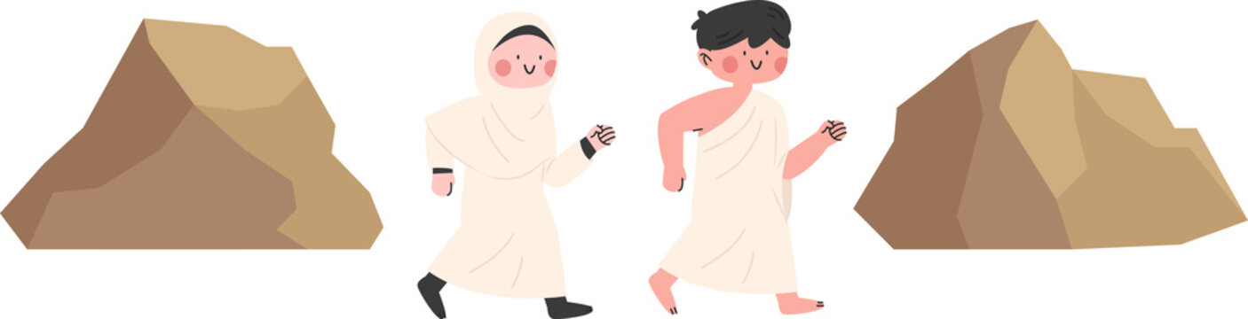 Character Illustration of Pilgrim Performing Sai 