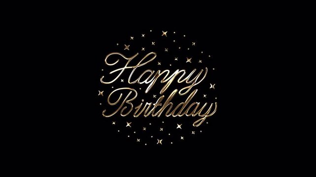 Animated Golden Happy Birthday Letter on transparent background