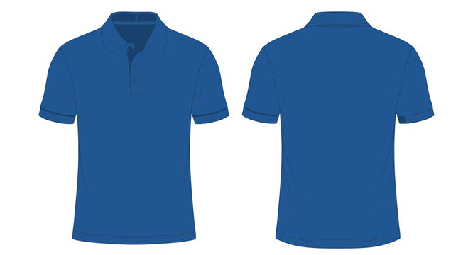 Blue Polo Shirt Mockup - Front and Back View