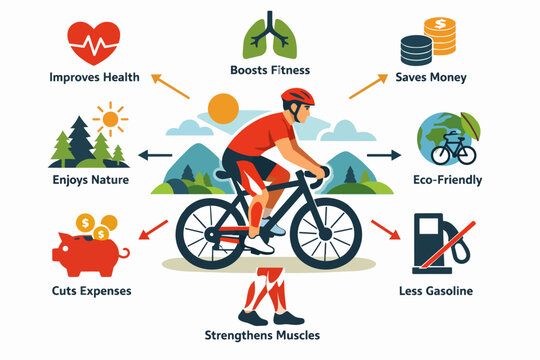 Cyclist showing benefits of bike riding and saving money