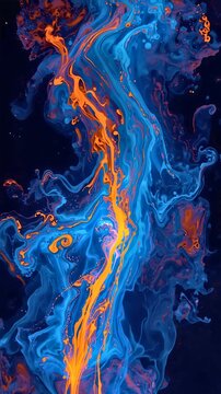 ブルーとオレンジのインクが溶け出したような火炎