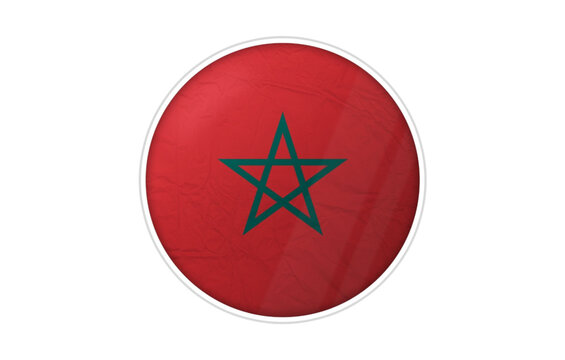 Moroccan flag symbol with green star on red background national emblem token